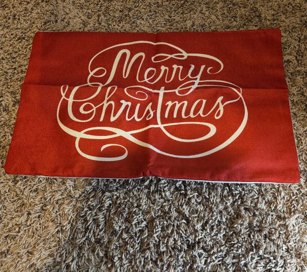 Merry Christmas Red Holiday Pillow Cover